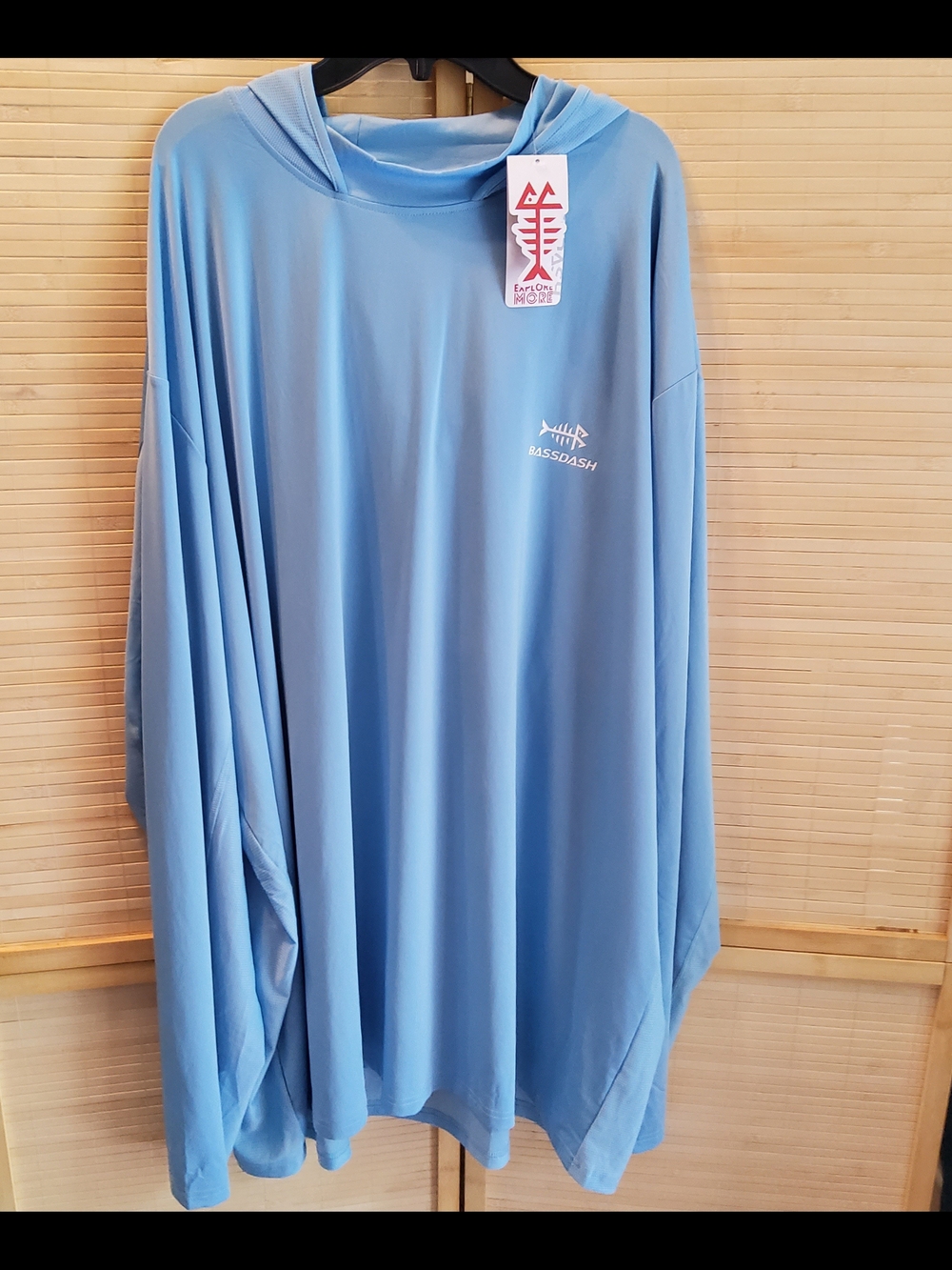 Bassdash Light Blue Performance Hoodie Shirt
